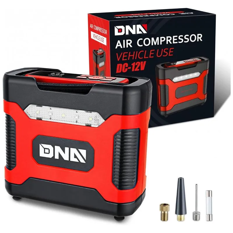 Compressor De Ar Com Fio Portatil 150 Psi Com Manometro, 12v, Dna Motoring Tools00210, Vermelho