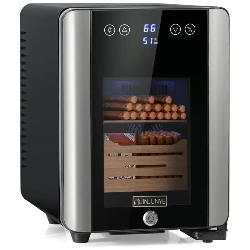 Umidor Elétrico 8l Com Prateleiras E Higrômetro, 110 Volts, Jinjunye, Preto
