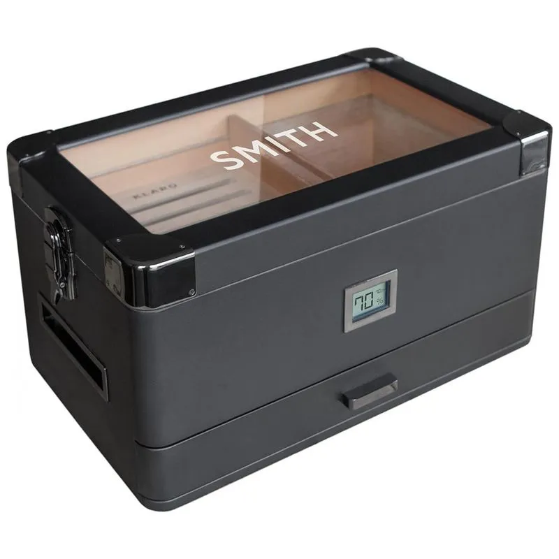 Umidor Elétrico Com Higrômetro, 110 Volts, Case Elegance, Preto