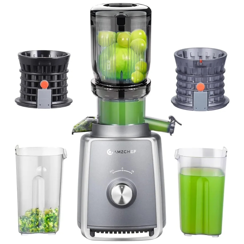 Centrifuga De Frutas Com Função Reversa E Alto Rendimento, 110v, Amzchef, Verde Claro