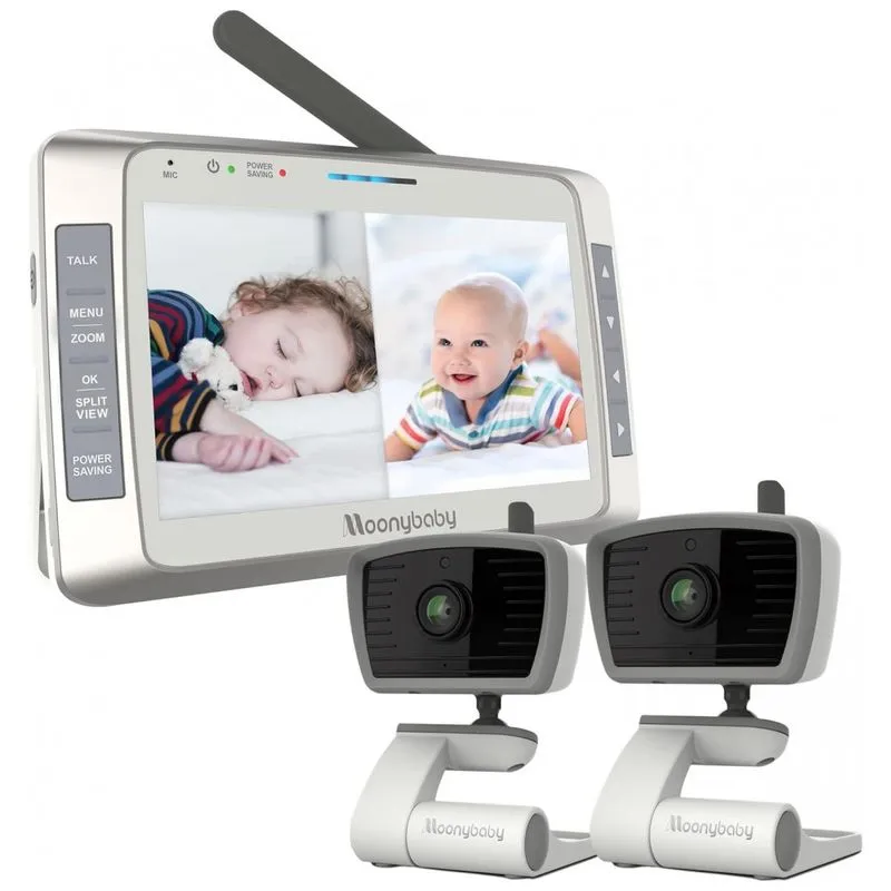 Babá Eletrônica Com 2 Câmeras, Redução De Ruído Automático E Visão Noturna, Moonybaby Trust 50, Branca