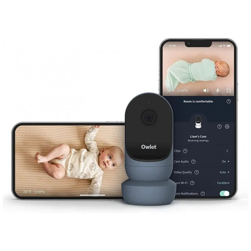 Babá Eletrônica Câmera Inteligente Hd Com Visão Noturna, Zoom 4x E Sensor De Movimento E Choro, 110v, Owlet, Azul