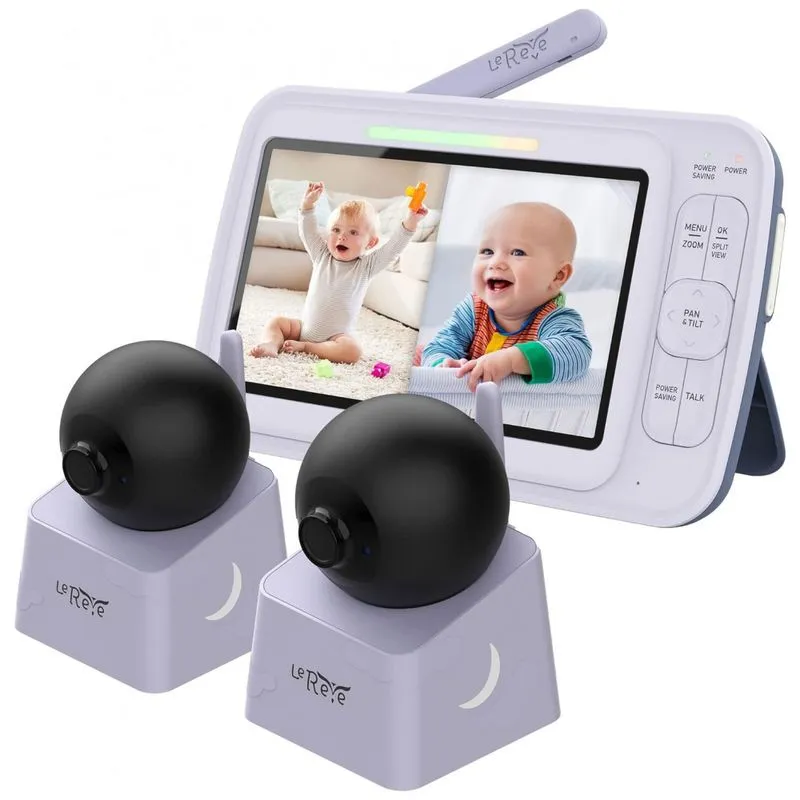 Babá Eletrônica Com 2 Câmeras, Redução De Ruído Automática, Canção De Ninar, Modo Eco, 110v, Lereve, Branca