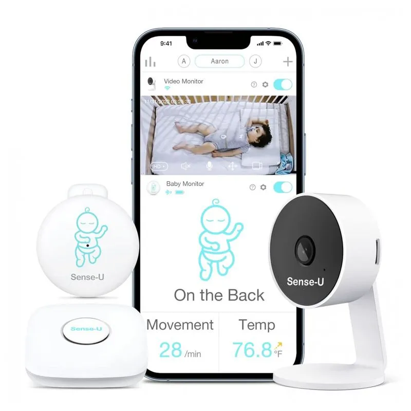 Babá Eletrônica Inteligente Com Sensor De Movimento Abdominal, Capotagem, Altas E Baixas Temperaturas, Sense U, Branca
