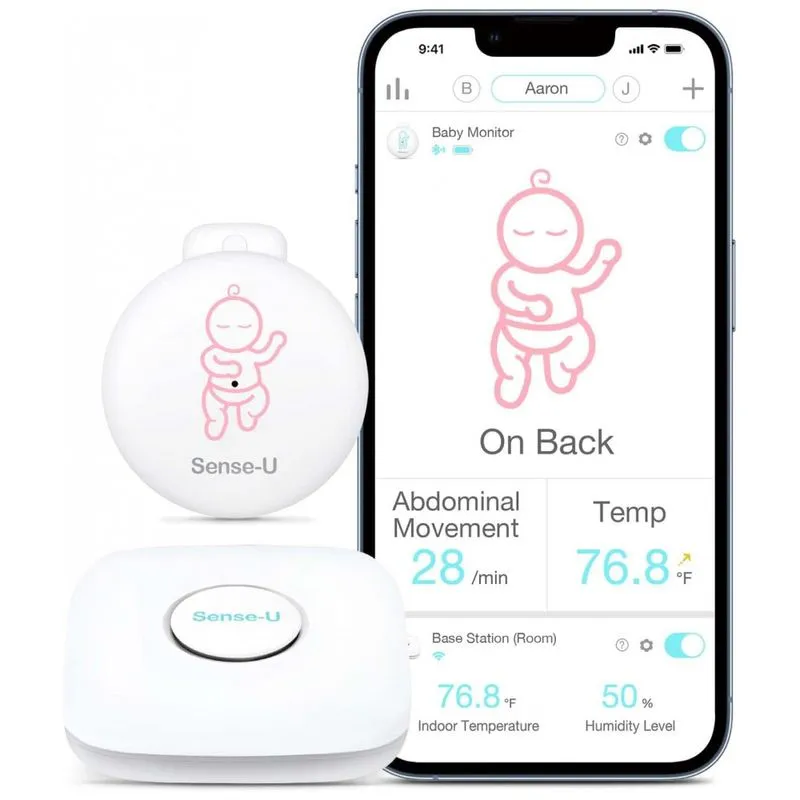 Monitor Inteligente Para Bebês Para Movimento Abdominal, Temperatura E Umidade, Sense U, Branco