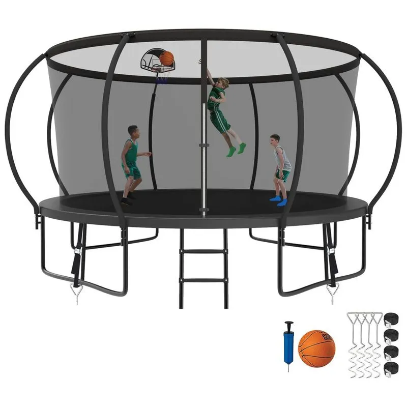 Cama Elastica Capacidade Até 544 Kg Com Cesta De Basquete, Skyup, Preto