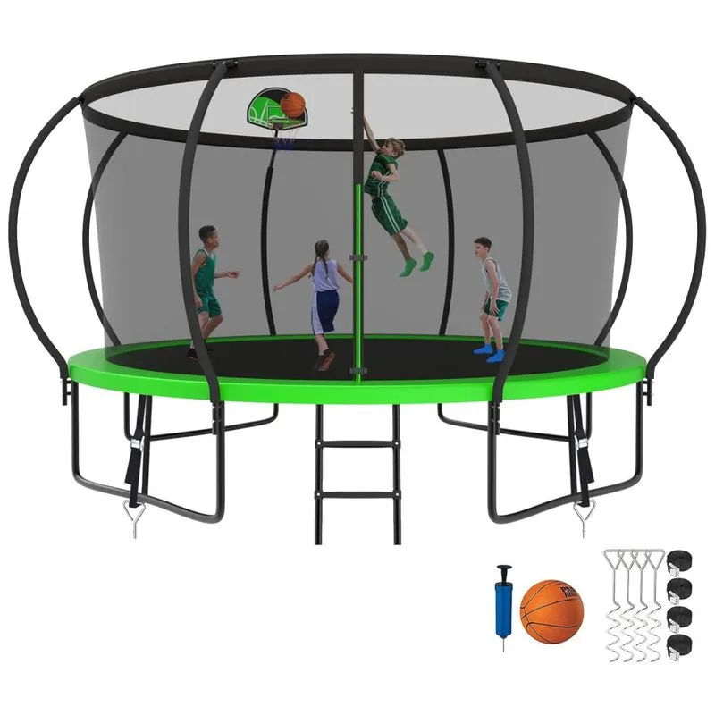 Cama Elastica Capacidade Até 544 Kg Com Cesta De Basquete, Skyup, Verde