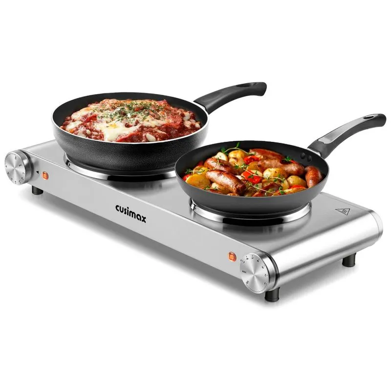 Cooktop Elétrico De Bancada Com 2 Queimadores Infravermelho, 110v 1800w, Cusimax, Prata