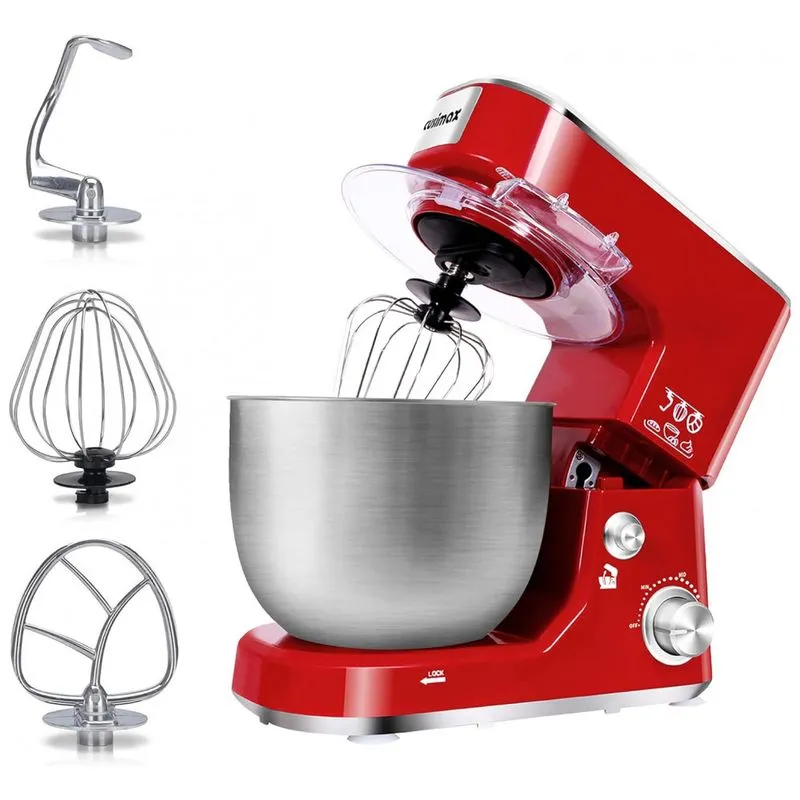 Batedeira Elétrica De Bancada 5 Litros Com Proteção Contra Respingo E Acessórios, 110v 400w, Cusimax, Vermelho