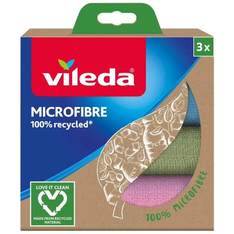 Pano De Limpeza De Microfibra, Lavável E Reutilizável, 3 Un, Vileda, Colorido