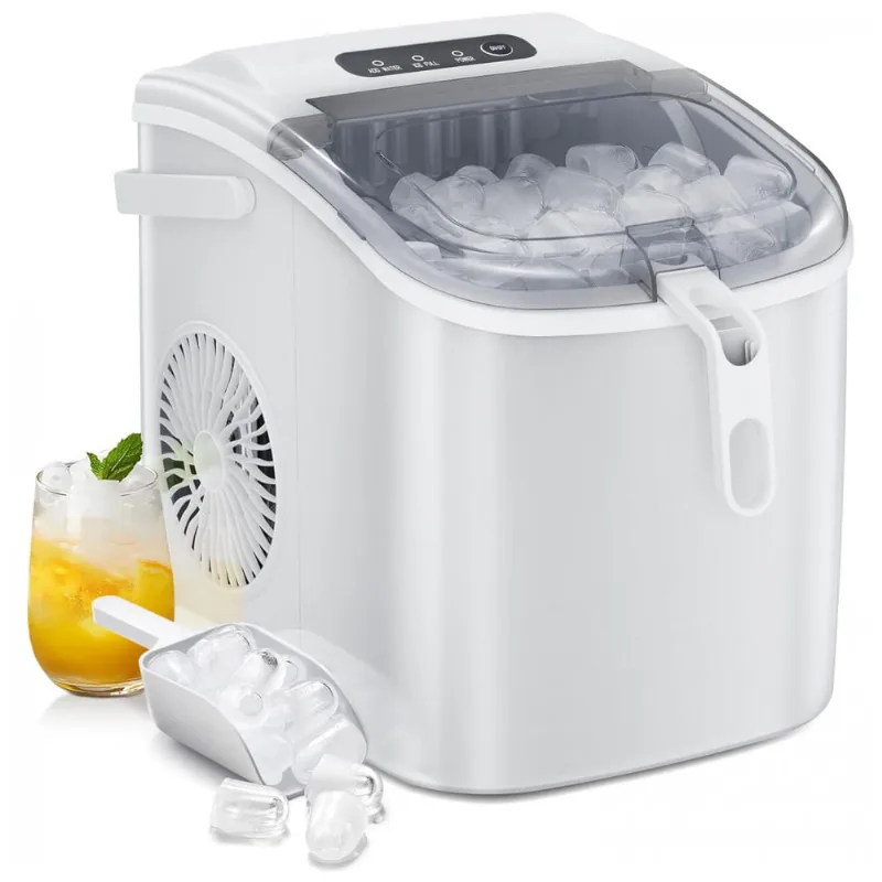 Máquina De Gelo Até 11 Kg Em 24h Portátil Em Aço Inoxidável, 110v, Aglucky R600a, Branca