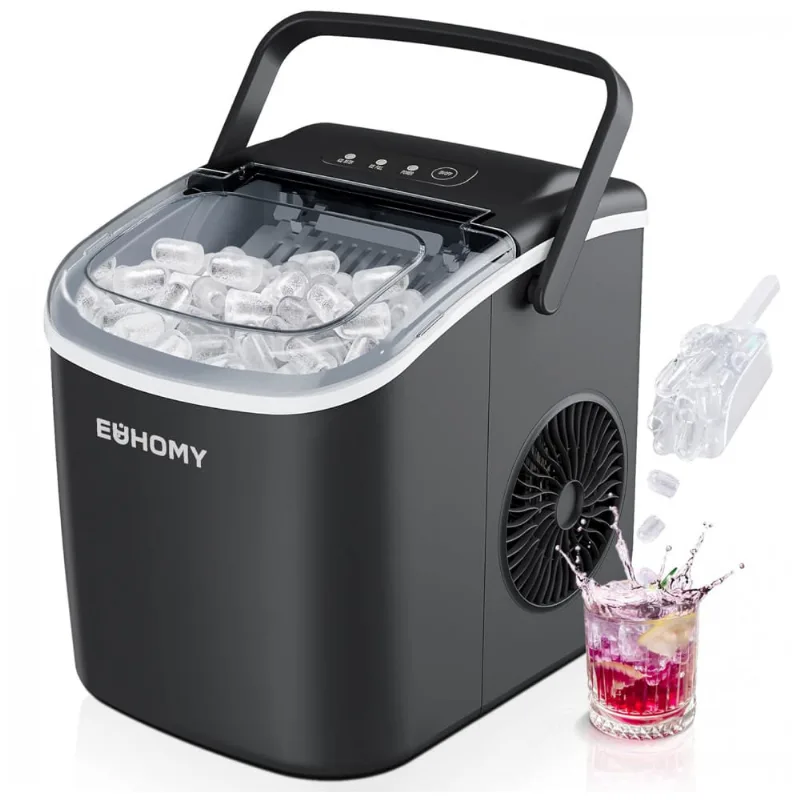 Máquina De Gelo Até 11 Kg Em 24h Portátil Com Limpeza Automática, 110v 170w, Euhomy, Preta