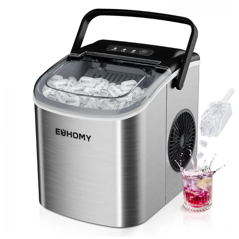 Máquina De Gelo Até 11 Kg Em 24h Portátil Com Limpeza Automática, 110v 170w, Euhomy, Prata