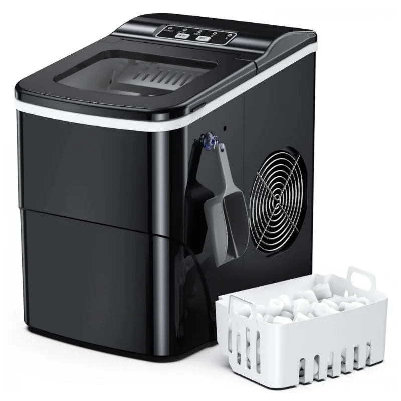 Máquina De Gelo Até 12 Kg Em 24h Portátil Com Colher, 110v, Fzf, Preta