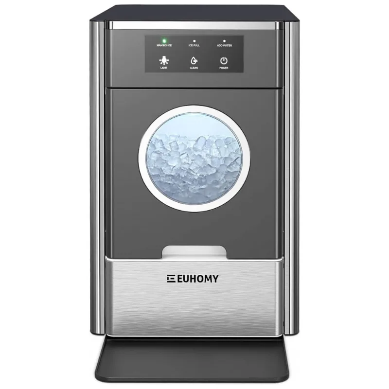 Máquina De Gelo Até 14 Kg Em 24h Portátil Com Colher, Cesta De Gelo E Luz Led, 110v, Euhomy, Prata