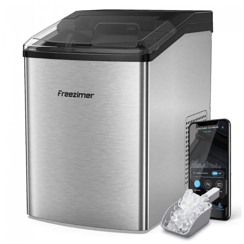 Máquina De Gelo Até 18 Kg Em 24h Portátil Com App Para Celular, 110v, Freezimer, Prata