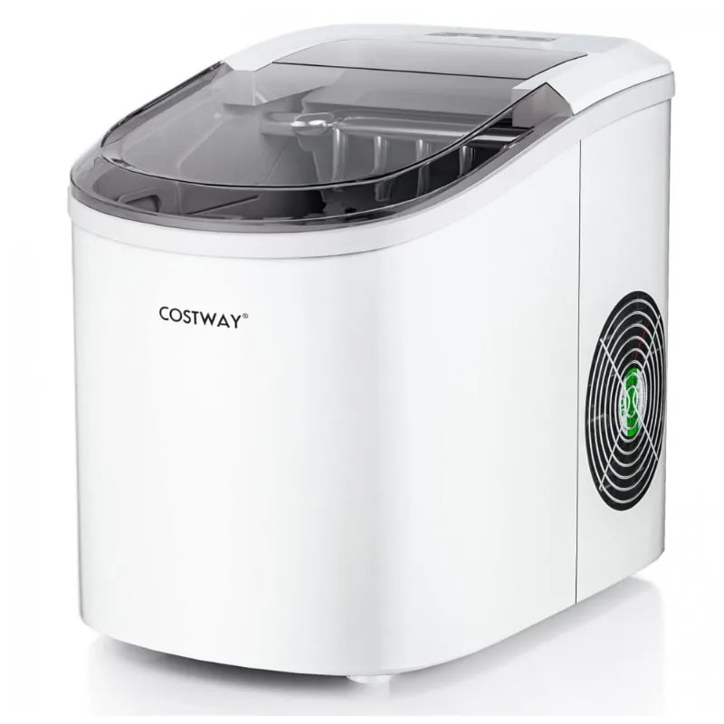 Máquina De Gelo Até 12 Kg Em 24h Portátil Com Colher E Cesta De Gelo, 110v, Costway, Branca