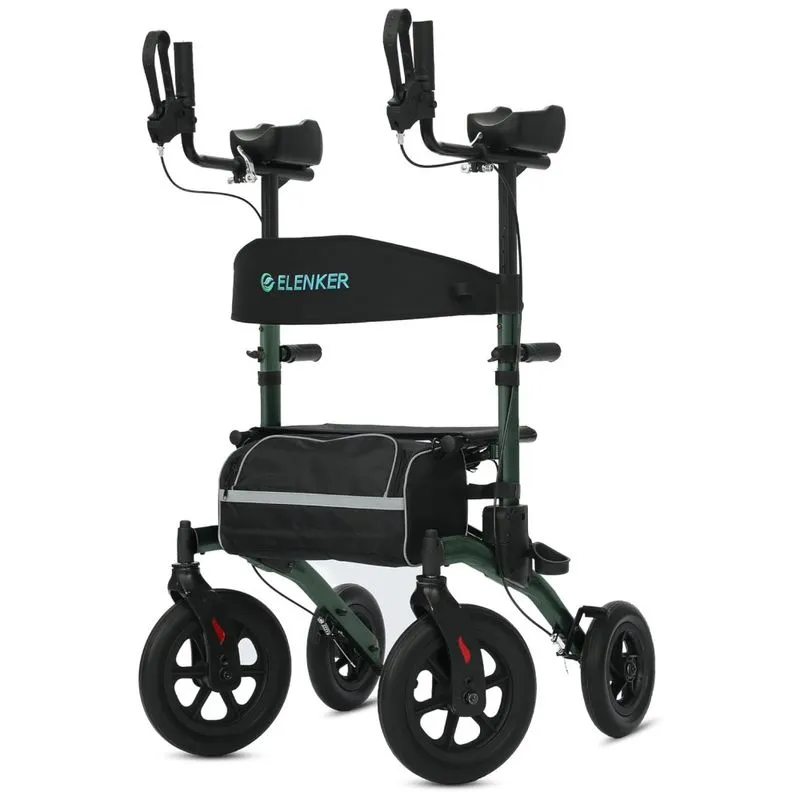 Andador Para Idosos E Adultos Com Assento E Design Dobrável Compacto, Até 136 Quilos, Elenker, Verde