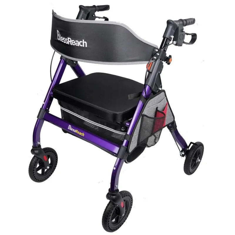 Andador Para Idosos E Adultos Com Assento, Até 200 Quilos, Blessreach, Roxo