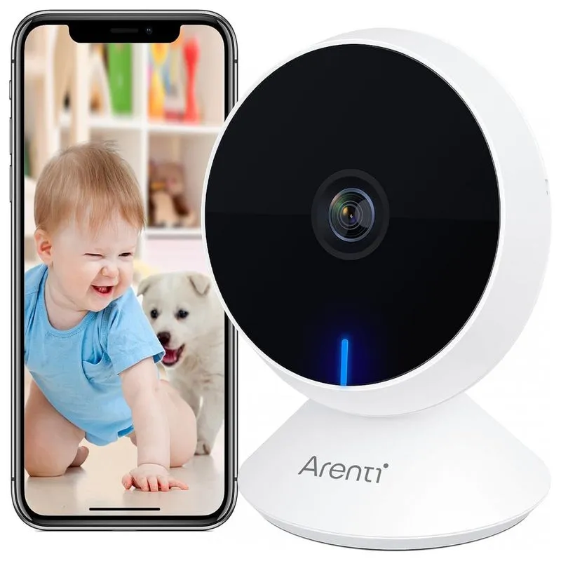 Câmera De Segurança Interna Com Fio 1080p Wi Fi 2.4g E Detecção De Movimento, Arenti, Branca