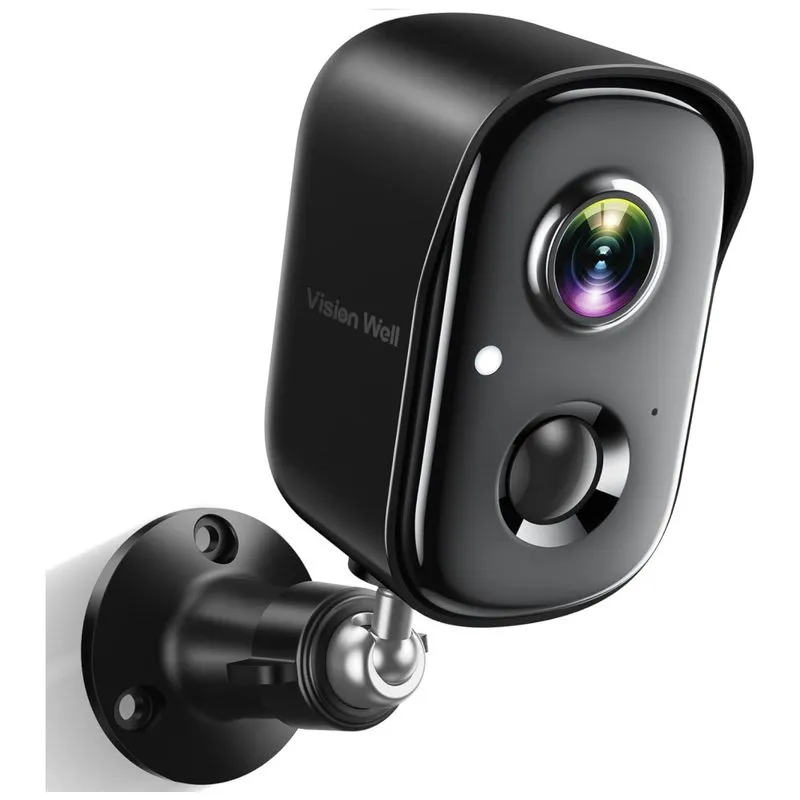 Câmera De Segurança Sem Fio 1080p Com Detecção De Movimento E Visão Noturna, A Prova Dágua, Vision Well Cg6s, Preta