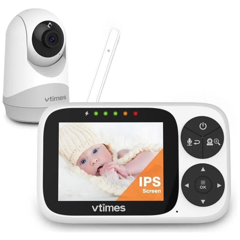 Babá Eletrônica Com Câmera E Áudio, Tela Ips, Modo Vox E Visão Noturna, Vtimes, Branca