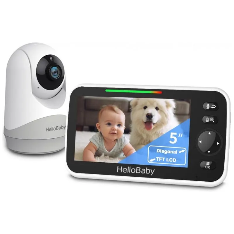 Babá Eletrônica Câmera Áudio Com Zoom Remoto Panorâmica Sem Wifi, Hellobaby, Branca