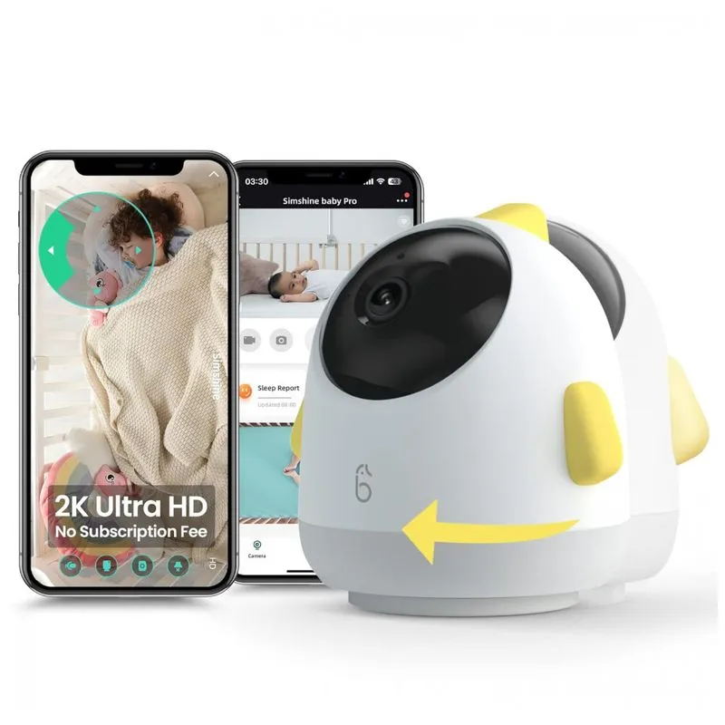 Babá Eletrônica Inteligente Câmera 2k Uhd Com Alerta De Rosto Coberto E Canção De Ninar, Simshine, Branca