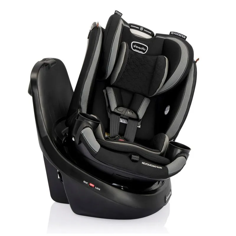 Cadeira De Bebê Para Carro 2 Em 1 Rotativo Com Capa De Limpeza Rápida, Evenflo Revolve360, Preta