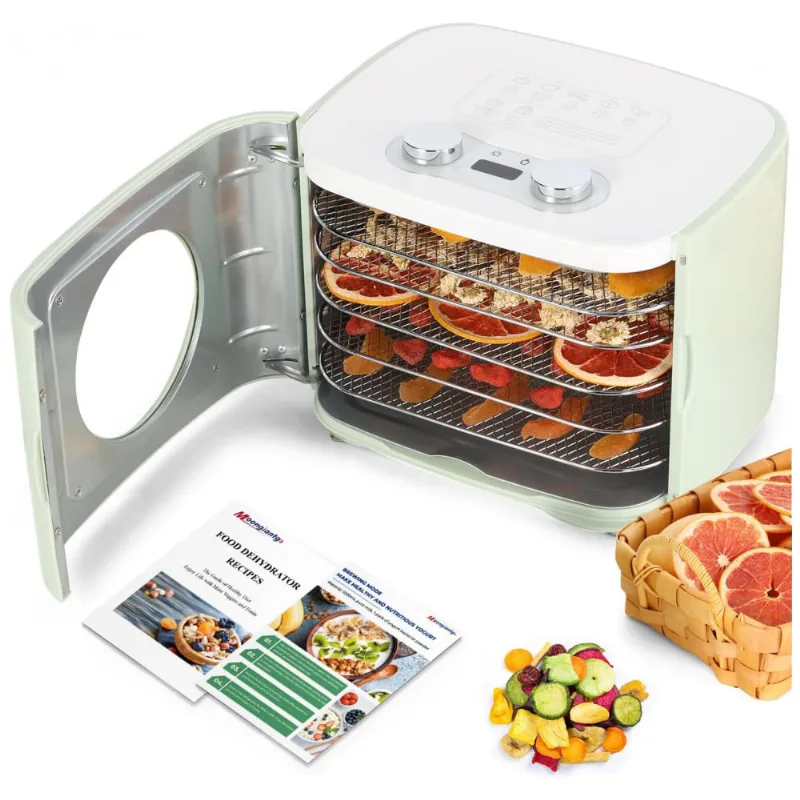Desidratador De Alimentos Com 5 Bandejas De Aço Inoxidável, 110v 300w, Moongiantgo, Verde