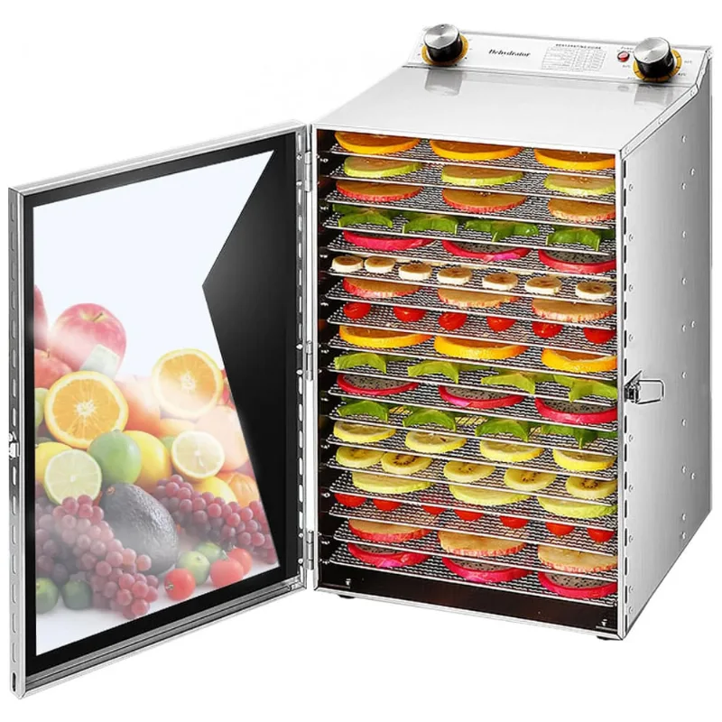 Desidratador De Alimentos Profissional Com 18 Bandejas Em Aço Inoxidável, 110v 900w, Iproods, Prata