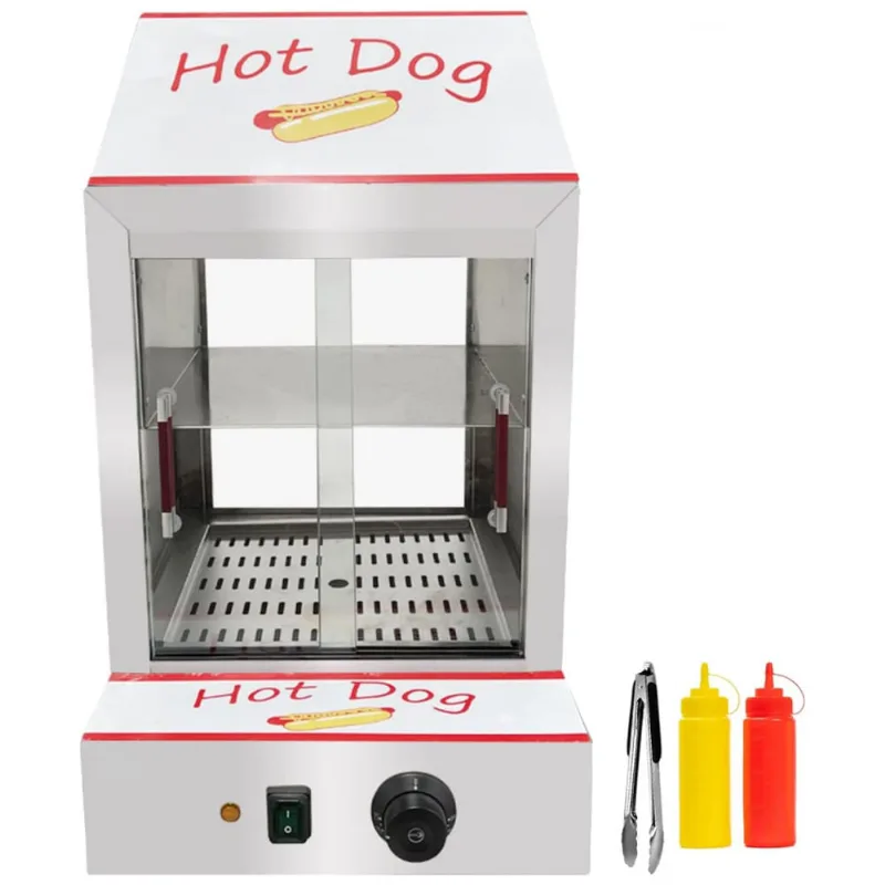 Máquina De Hot Dog A Vapor Profissional Em Aço Inoxidável E Vidro, 110v 1500w, Kouwo