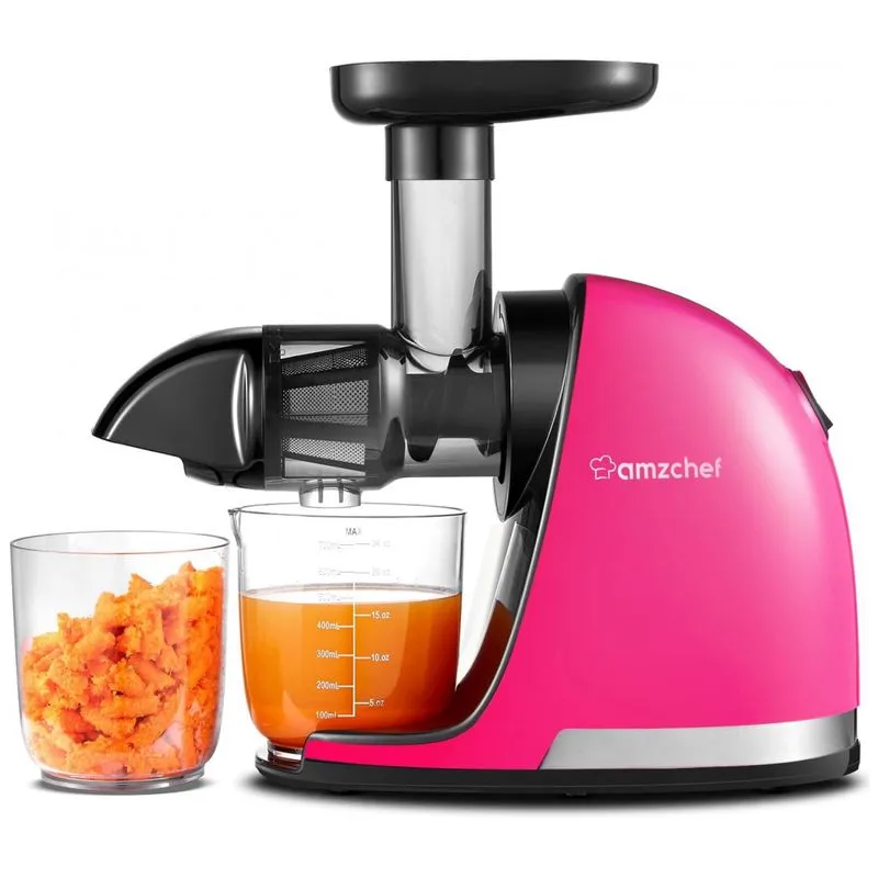 Centrífuga De Frutas Com Função Reversa E Alto Rendimento De Suco, 110v 1500w, Amzchef, Rosa