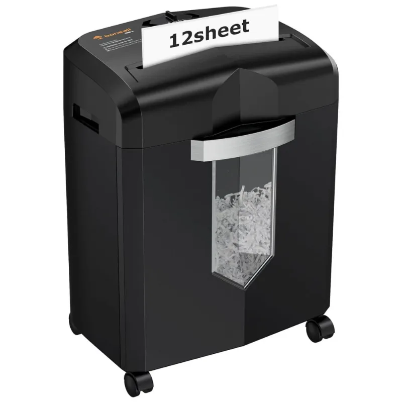 Fragmentadora De Papel Até 12 Folhas Por Vez, Corte Transversal, Doméstica, 110v, Bonsaii, Preto