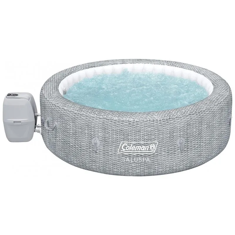 Spa Inflável Hidromassagem 2 A 7 Pessoas Com 180 Jatos Calmantes E Capa, Coleman Saluspa, Cinza
