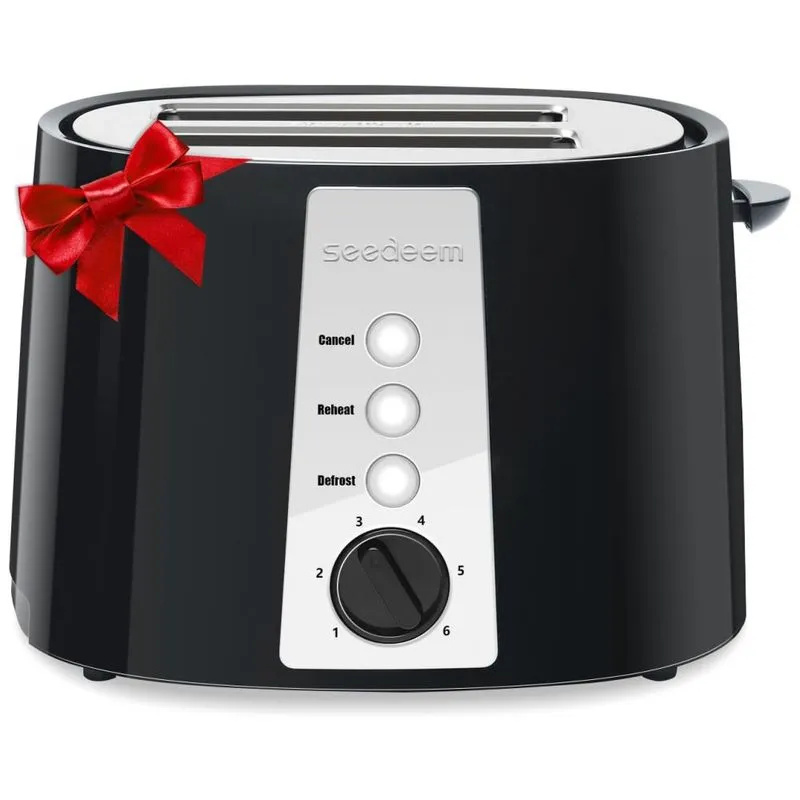 Torradeira Elétrica 2 Fatias Com 6 Níveis De Tostagem E Bandeja De Migalhas, 110v 750w, Seedeem, Preta