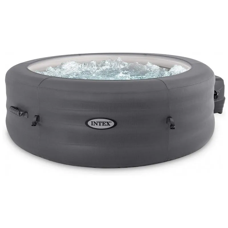 Spa Inflável Hidromassagem Para 4 Pessoas Com 100 Jatos , Bomba E Tampa, Intex 28481e, Cinza