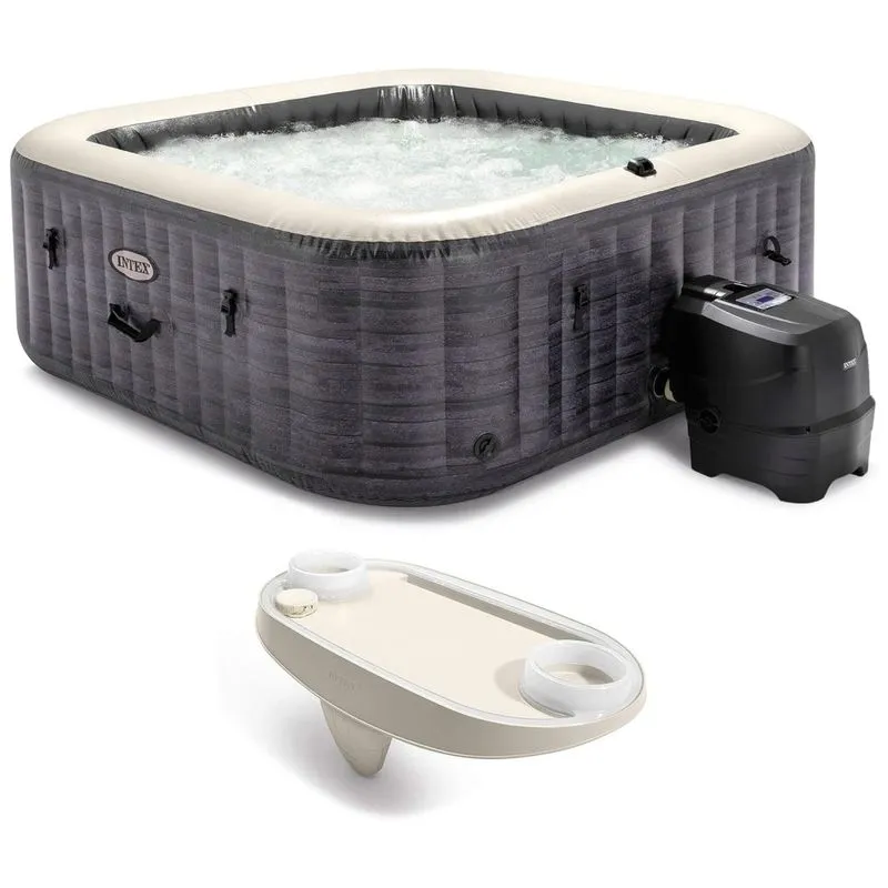 Spa Inflável Hidromassagem Quadrada Com Luz Led E Acessório Para Celular Ou Tablet, Intex 28451ep, Preto