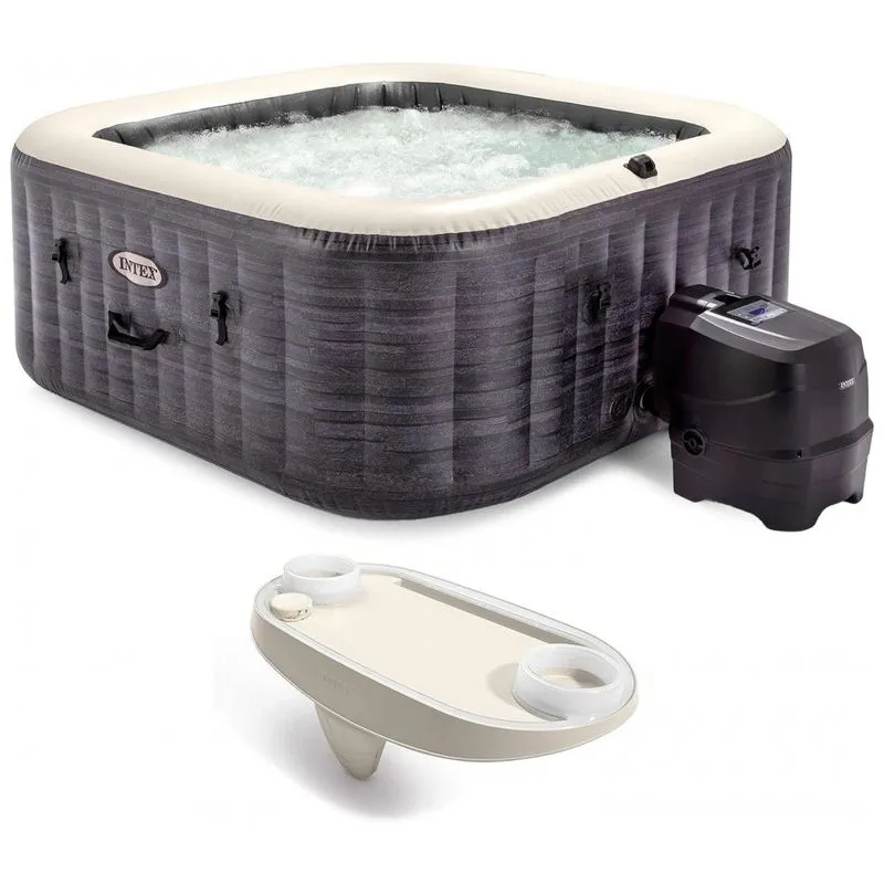 Spa Inflável Hidromassagem Para 4 Pessoas Com Supote Para Celular E Tablet, Intex 28449ep, Cinza