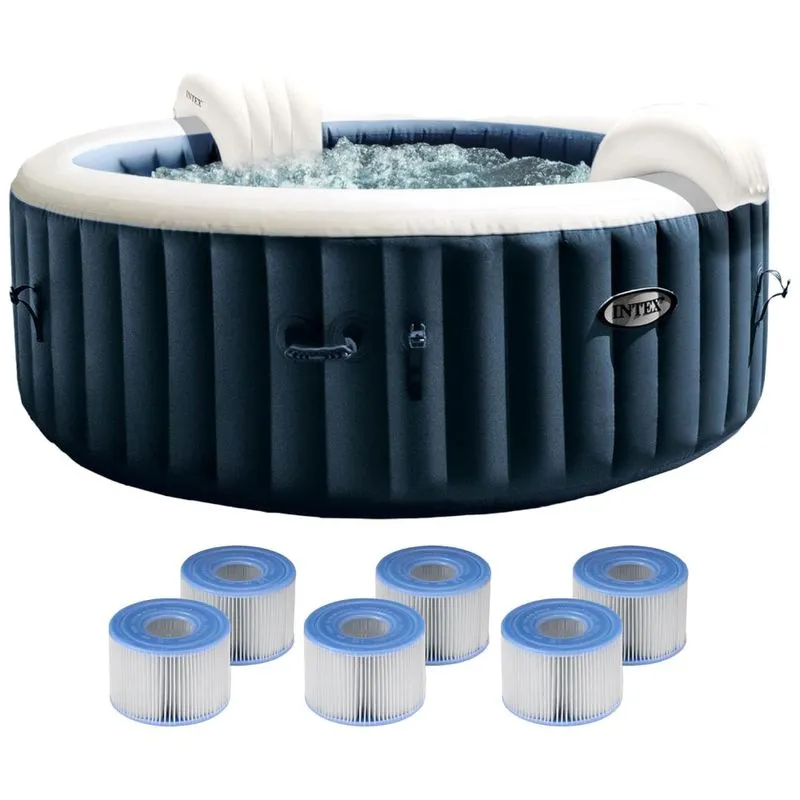 Spa Inflável Hidromassagem Para 4 Pessoas Com 6 Substituições De Filtro, Intex 28429ep, Azul
