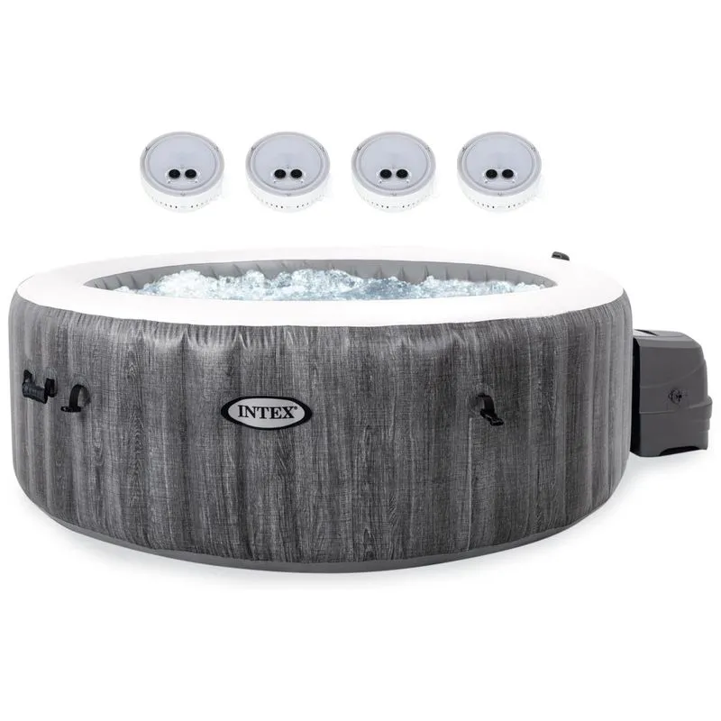 Spa Inflável Hidromassagem Com Luz Led A Bateria, Intex 28441ep, Cinza