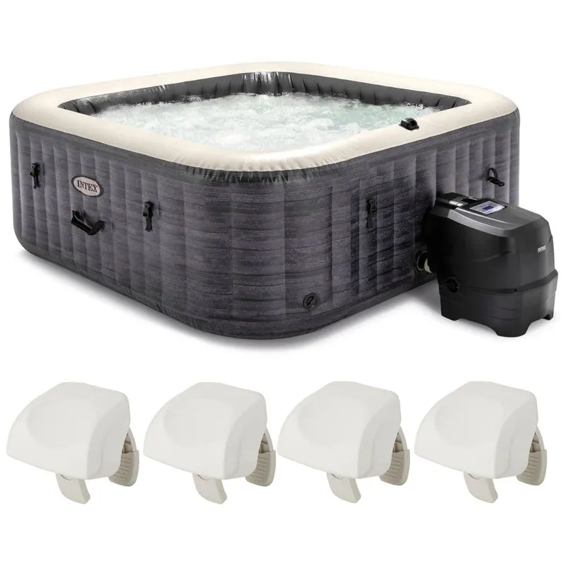 Spa Inflável Quadrado Com 4 Apoios De Cabeça Macios, Intex 28451ep, Cinza