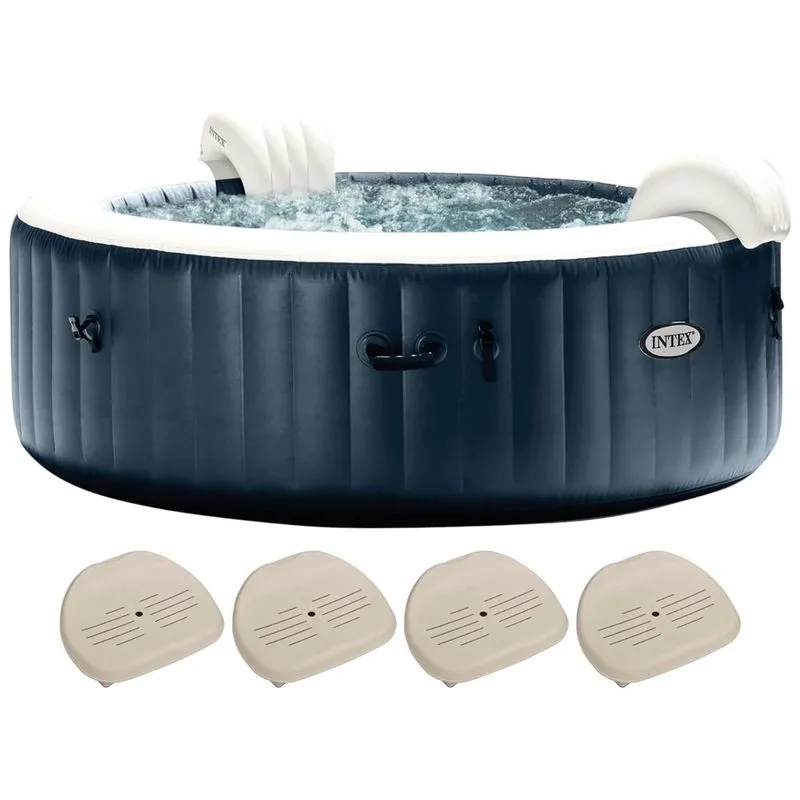 Spa Inflável Hidromassagem Com 4 Assentos Antiderrapantes, Intex 28431ep Purespa, Azul