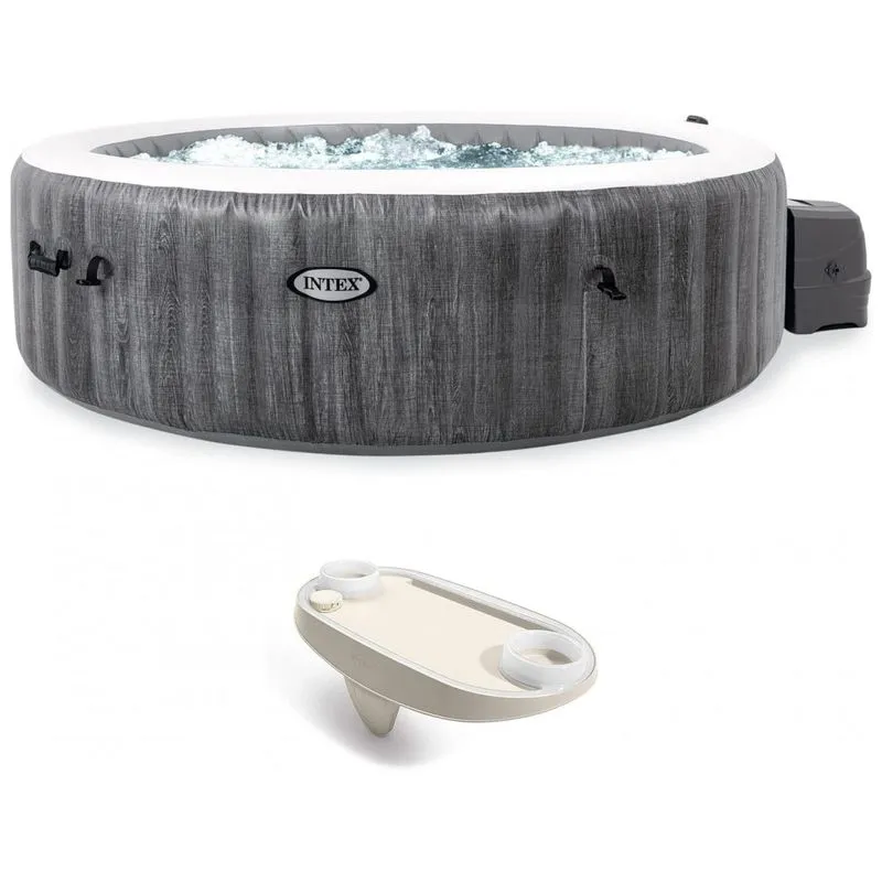 Spa Inflável Para 6 Pessoas Com Bandeja Porta Copos Inclusa, Intex 28520e , Cinza