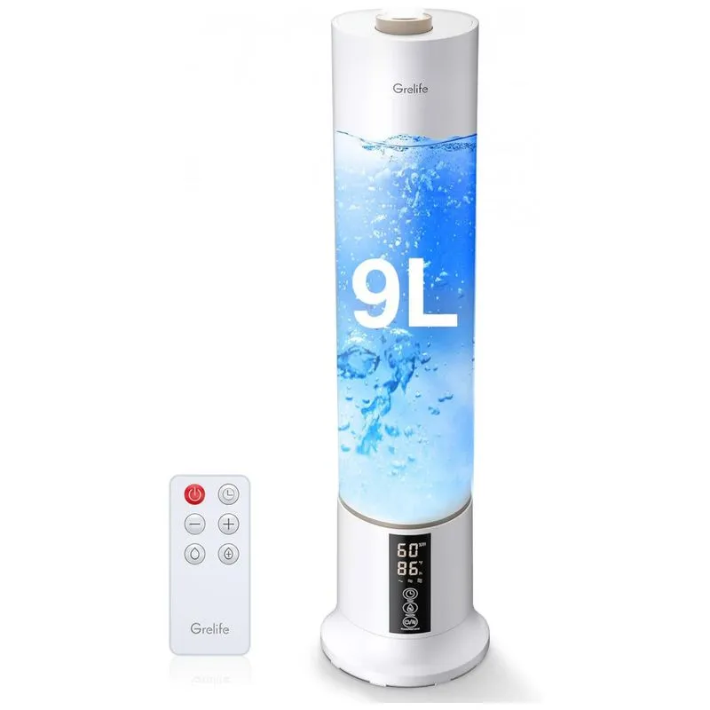 Umidificador Ultrassônico Grande 9l Para Quarto Com 3 Velocidades E Silencioso, Grelife Leh0004, Branco