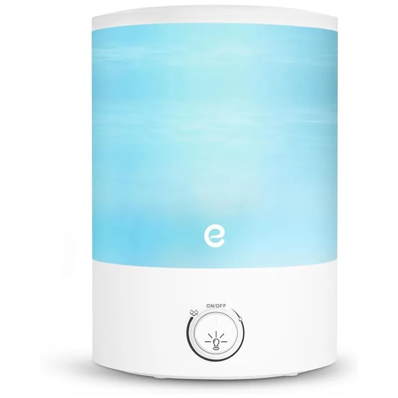 Umidificador Ultrassônico Para Quarto 2,5l Com Preenchimento Superior, Silencioso, Bico 360 E 8 Cores De Luz, Esemoil, Branco
