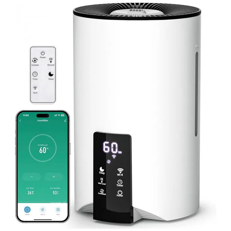 Umidificador Para Quarto Grande 4l Com Controle De Voz, Difusor De Óleo Essencial E Silencioso, Campfire Pros, Branco