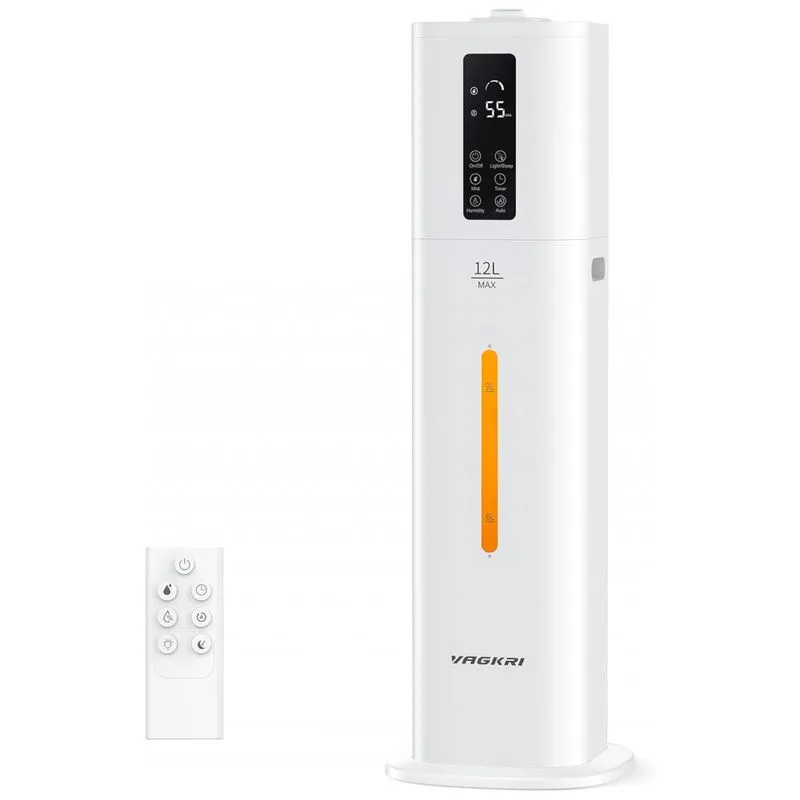 Umidificador Ultrassônico Para Salas Grandes 12l De Preenchimento Superior, 3 Níveis De Névoa E Temporizador, Vagkri Vahm03, Branco