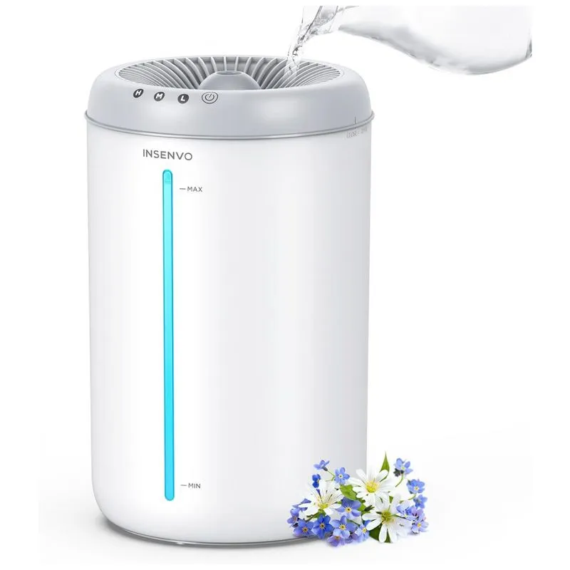 Umidificador Para Quarto Grande 4,5l Com 3 Níveis De Névoa E Desligamento Automático, Insenvo P2207b, Branco