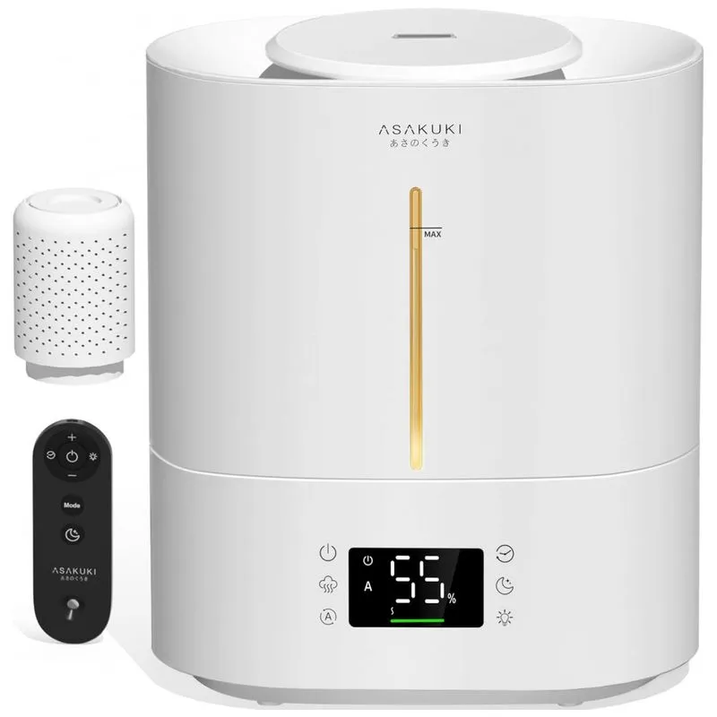 Umidificador Para Quarto 4l Com Preenchimento Superior E Controle De Umidade Ajustável, Asakuki, Branco